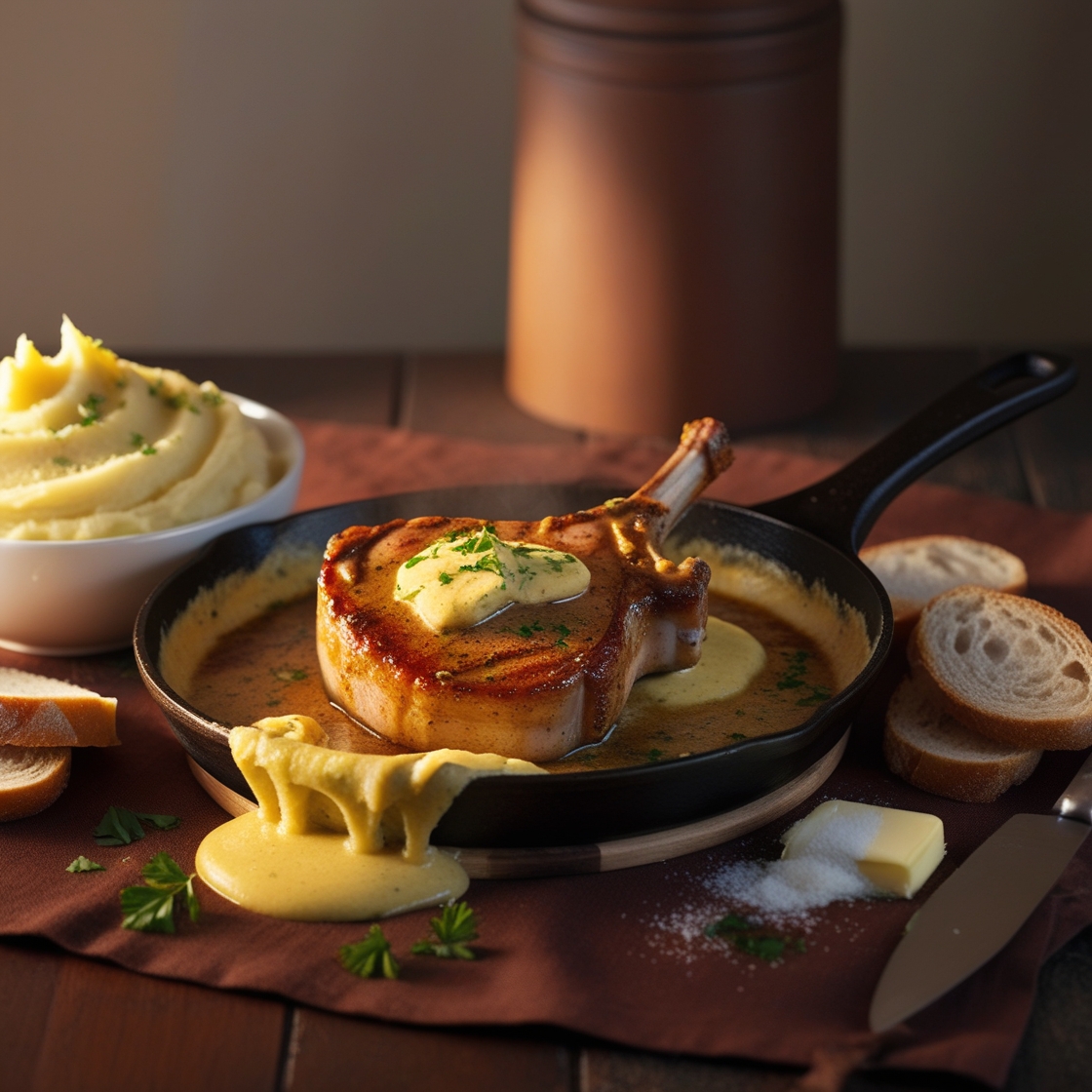 Leonardo_Phoenix_09_A_juicy_goldenbrown_pork_chop_sizzling_in_3
